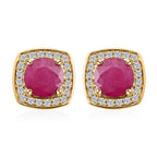 10K Yellow Gold  AAA   Mozambique Ruby ,  White Diamond  I2 Earring 2.15 ct,  Gold Wt. 2.83 Gms  2.150  Ct.