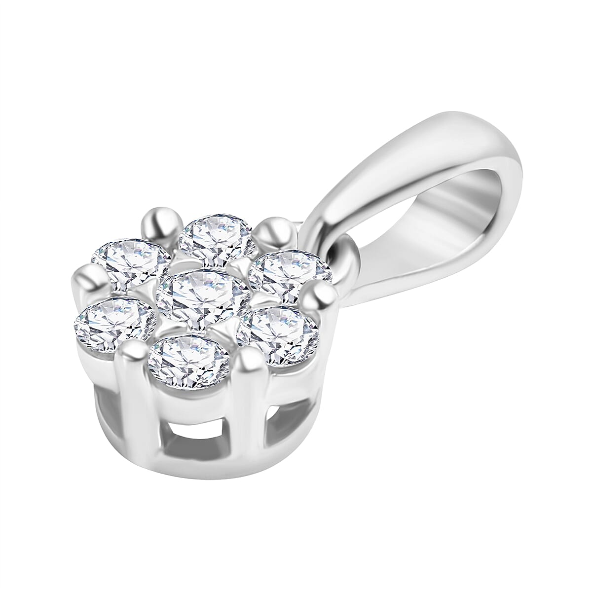 Floral Diamond Pendant in 9K White Gold 7747545 2