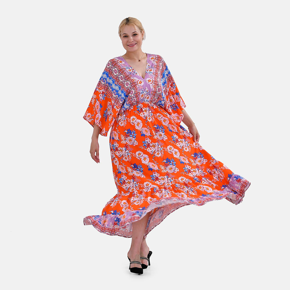 TAMSY Mixed Printed Elastic Waist Maxi Dress V32516850 0