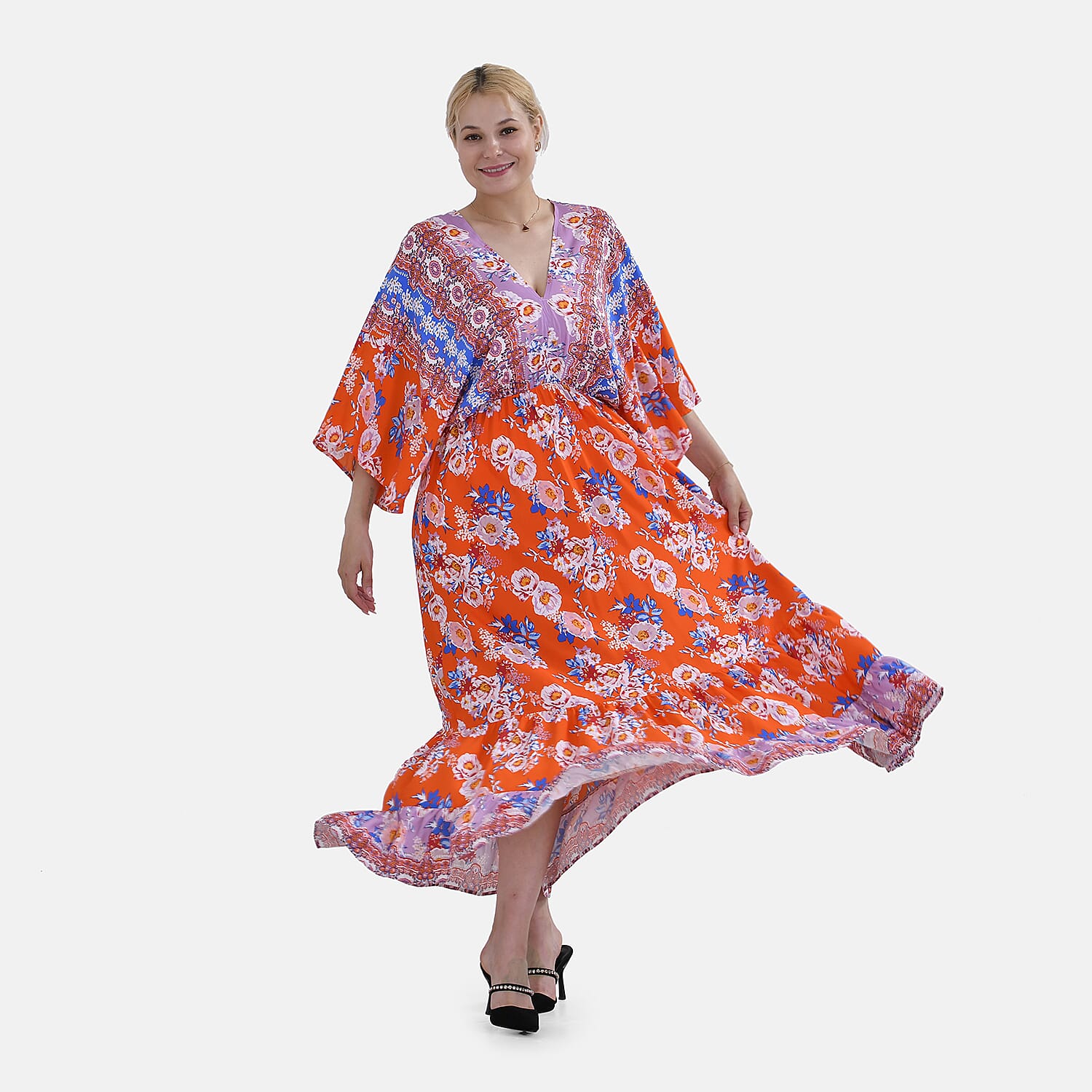 TAMSY Mixed Printed Elastic Waist Maxi Dress V32516850 0
