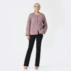 LA-MAREY pure cotton block print Jacket (Size S - 8 to 10) - Burgundy & White_7748053