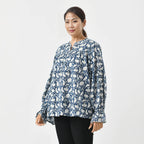 LA-MAREY Pure Cotton Block Print Blouse (Size M - 12 to 14) - Navy & White_7748292_2