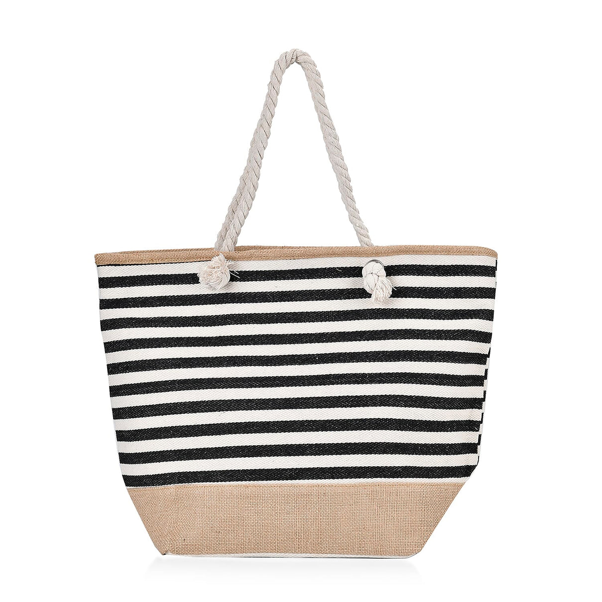 Multi-Purpose Striped Stylish Tote Bag - Black &amp; White 7748395 0