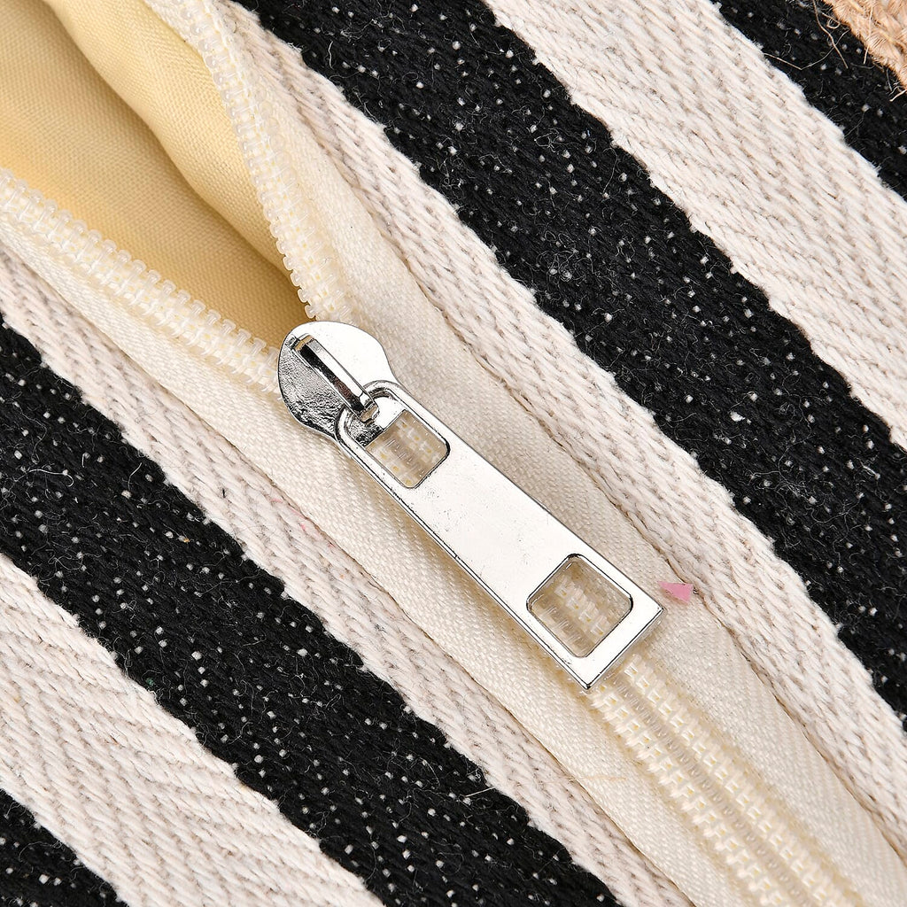 Multi-Purpose Striped Stylish Tote Bag - Black & White