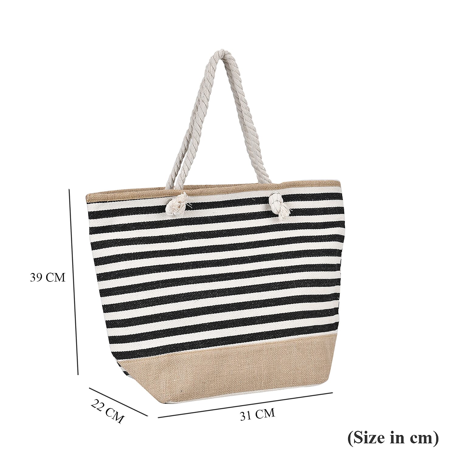 Multi-Purpose Striped Stylish Tote Bag - Black &amp; White 7748395 7