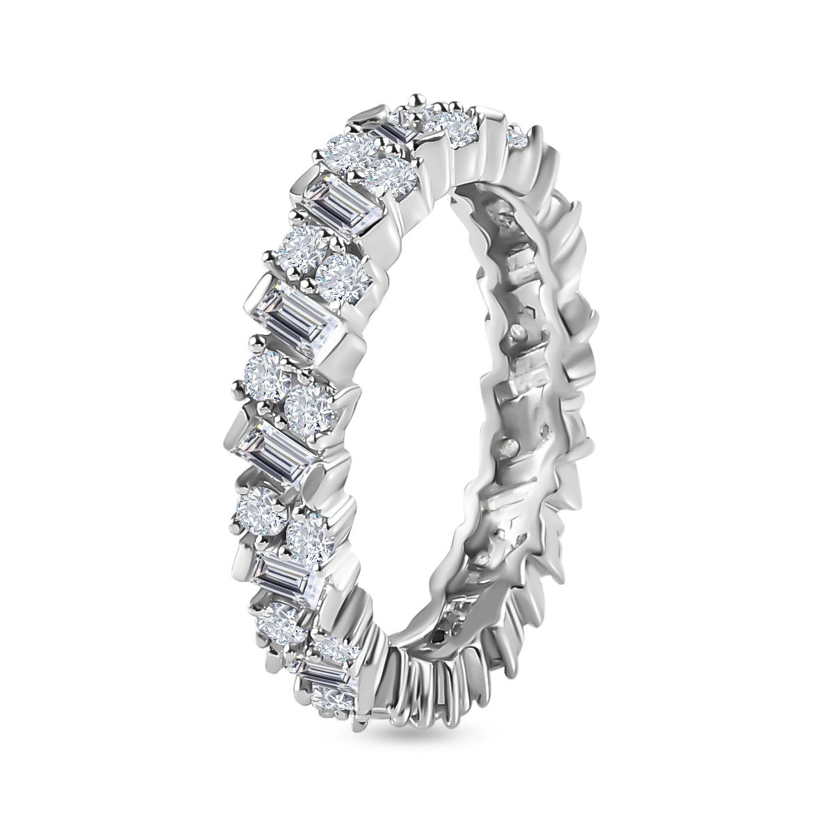 Moissanite Firecracker Band Ring in Platinum Overlay Sterling Silver 1.20 Ct. 7748420 3