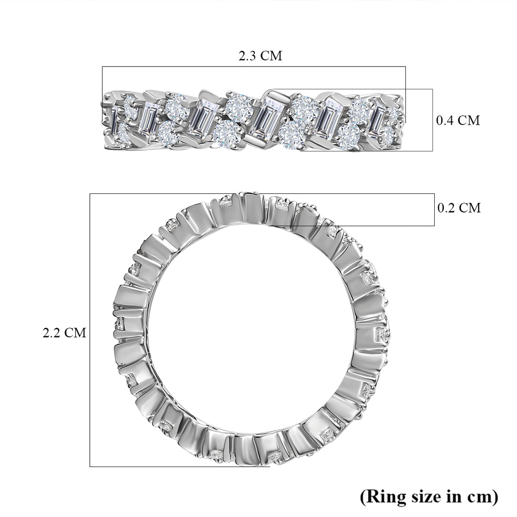 Moissanite Firecracker Band Ring in Platinum Overlay Sterling Silver 1.20 Ct._7748420_4