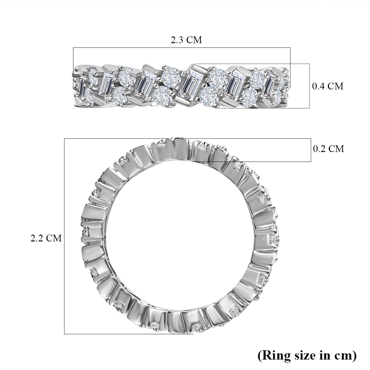 Moissanite Firecracker Band Ring in Platinum Overlay Sterling Silver 1.20 Ct. 7748420 4
