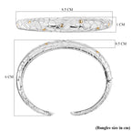 Royal Bali Collection - Sterling Silver Cuff Bangle (Size 8) in 18K Yellow Gold & Silver Plated_7750125_5