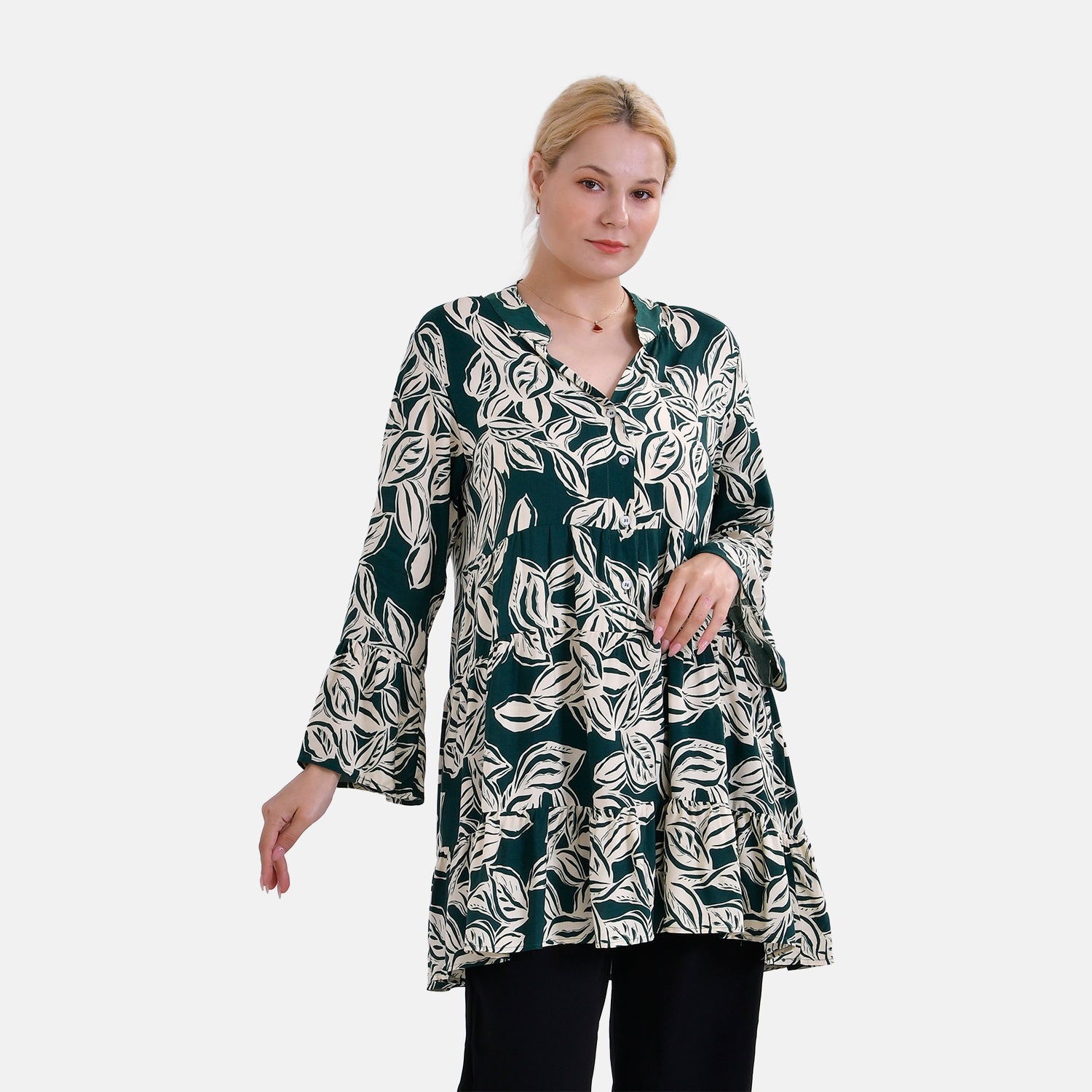 La Marey Leaf Pattern Oversized Shirt V32520512 0