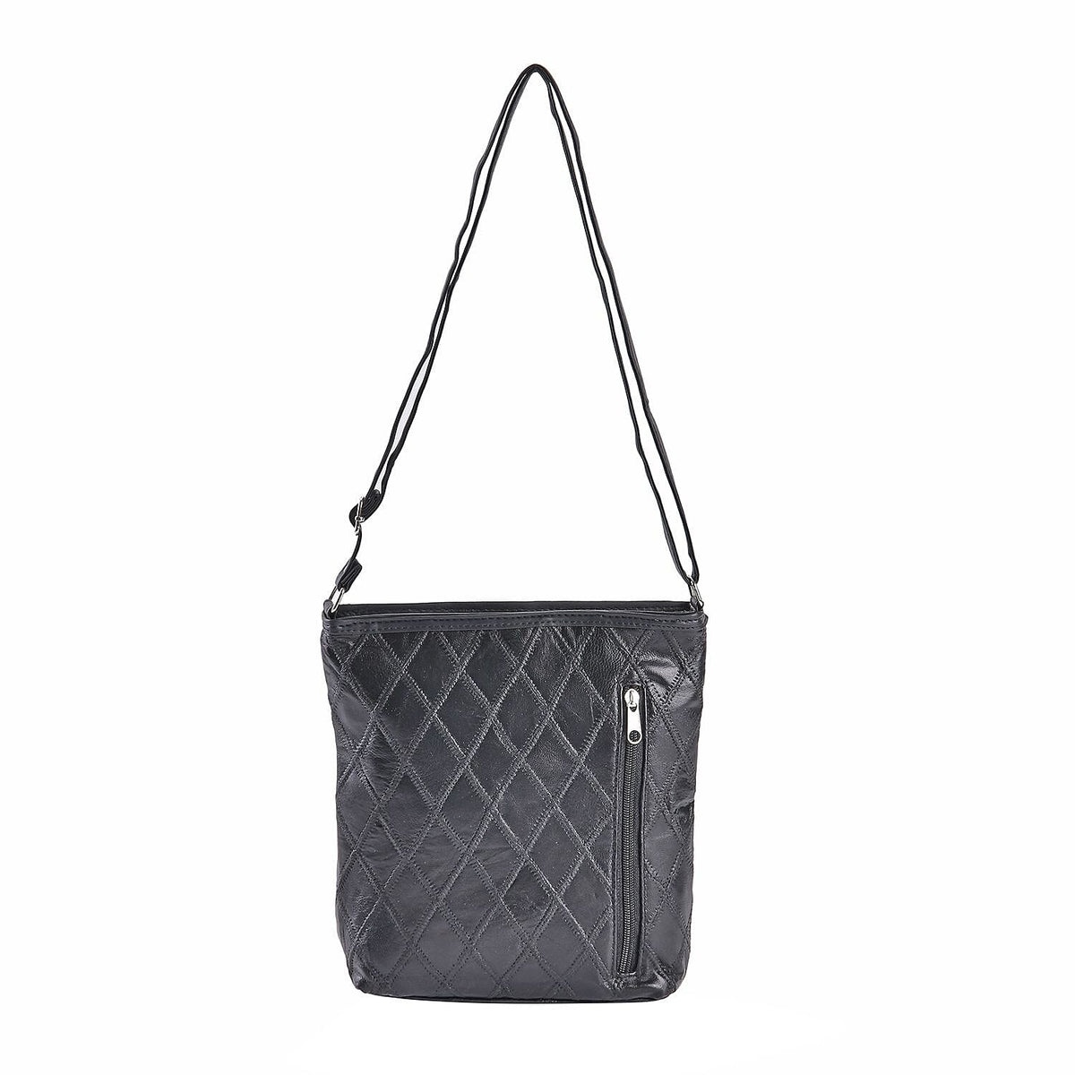 Sheepskin Leather Patchwork Shoulder Bag (Size 37x30x8 ) - Black 7750595 0
