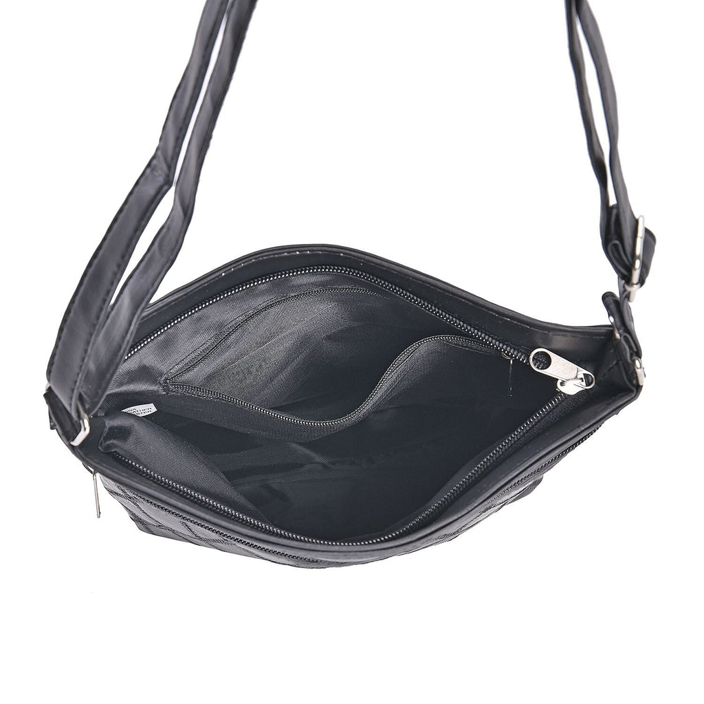 Sheepskin Leather Patchwork Shoulder Bag (Size 37x30x8 ) - Black_7750595_2