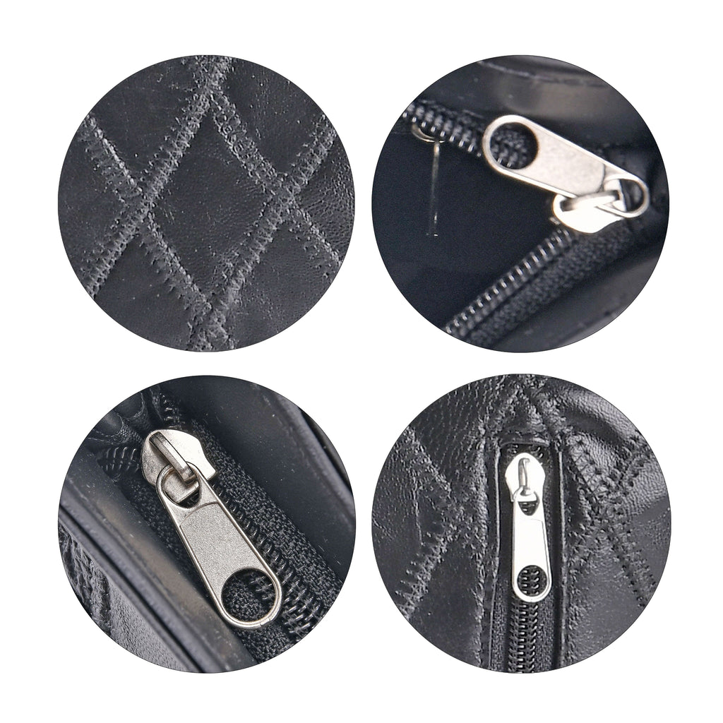 Sheepskin Leather Patchwork Shoulder Bag (Size 37x30x8 ) - Black_7750595_3
