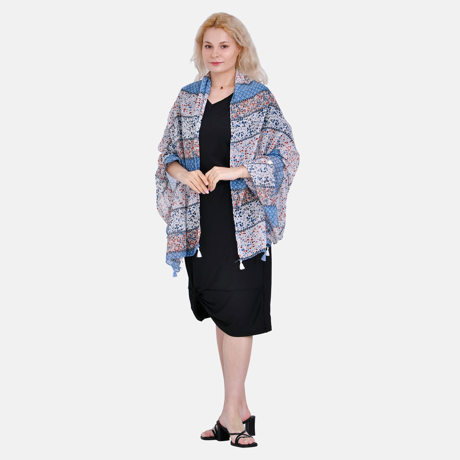 Closeout Deal New Arrival Printed Scarf with Tassels 7751701 0