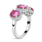 Pink & White Moissanite Ring in Rhodium Overlay Sterling Silver 4.38 Ct_7752235_3