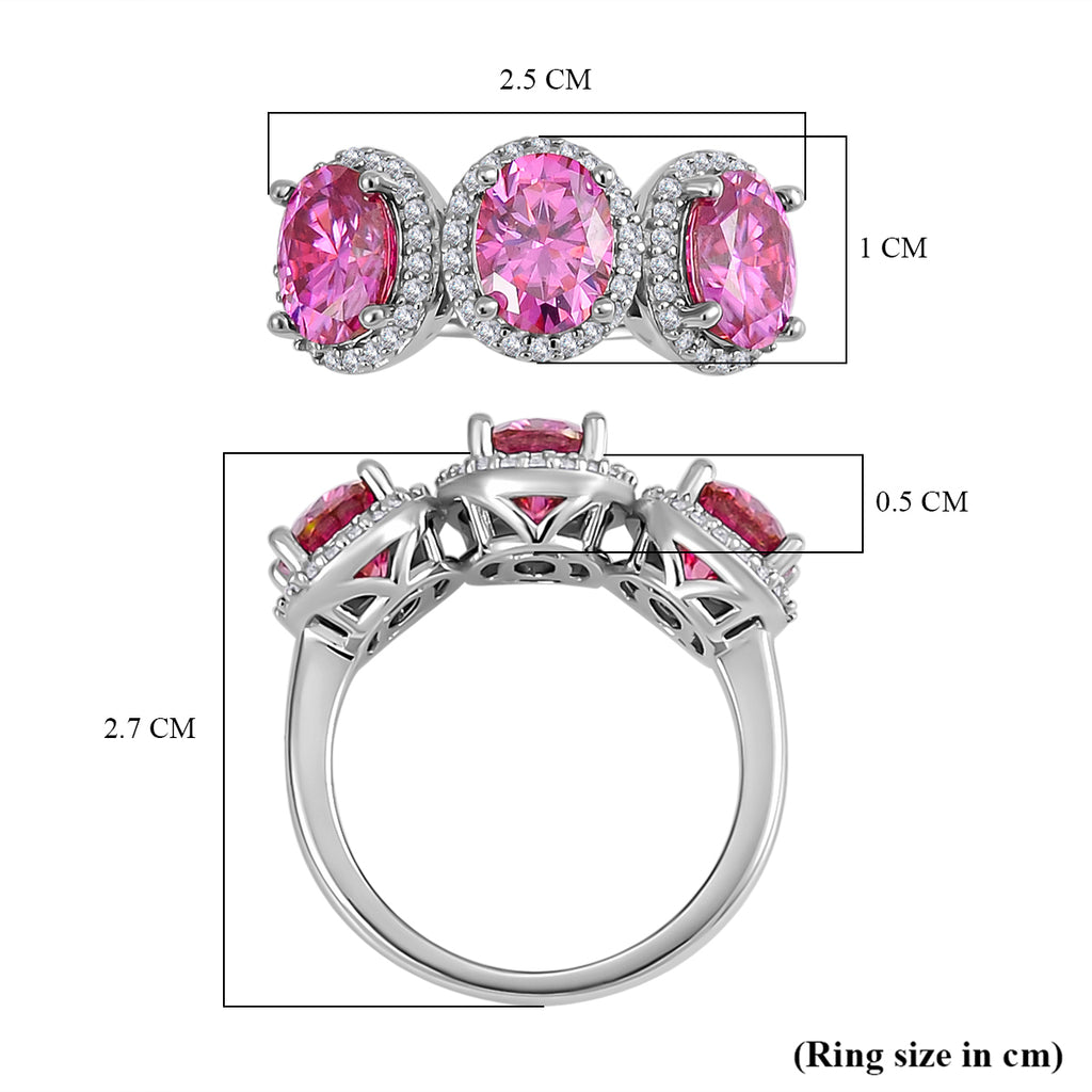 Pink & White Moissanite Ring in Rhodium Overlay Sterling Silver 4.38 Ct_7752235_5