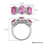 Pink & White Moissanite Ring in Rhodium Overlay Sterling Silver 4.38 Ct_7752235_5