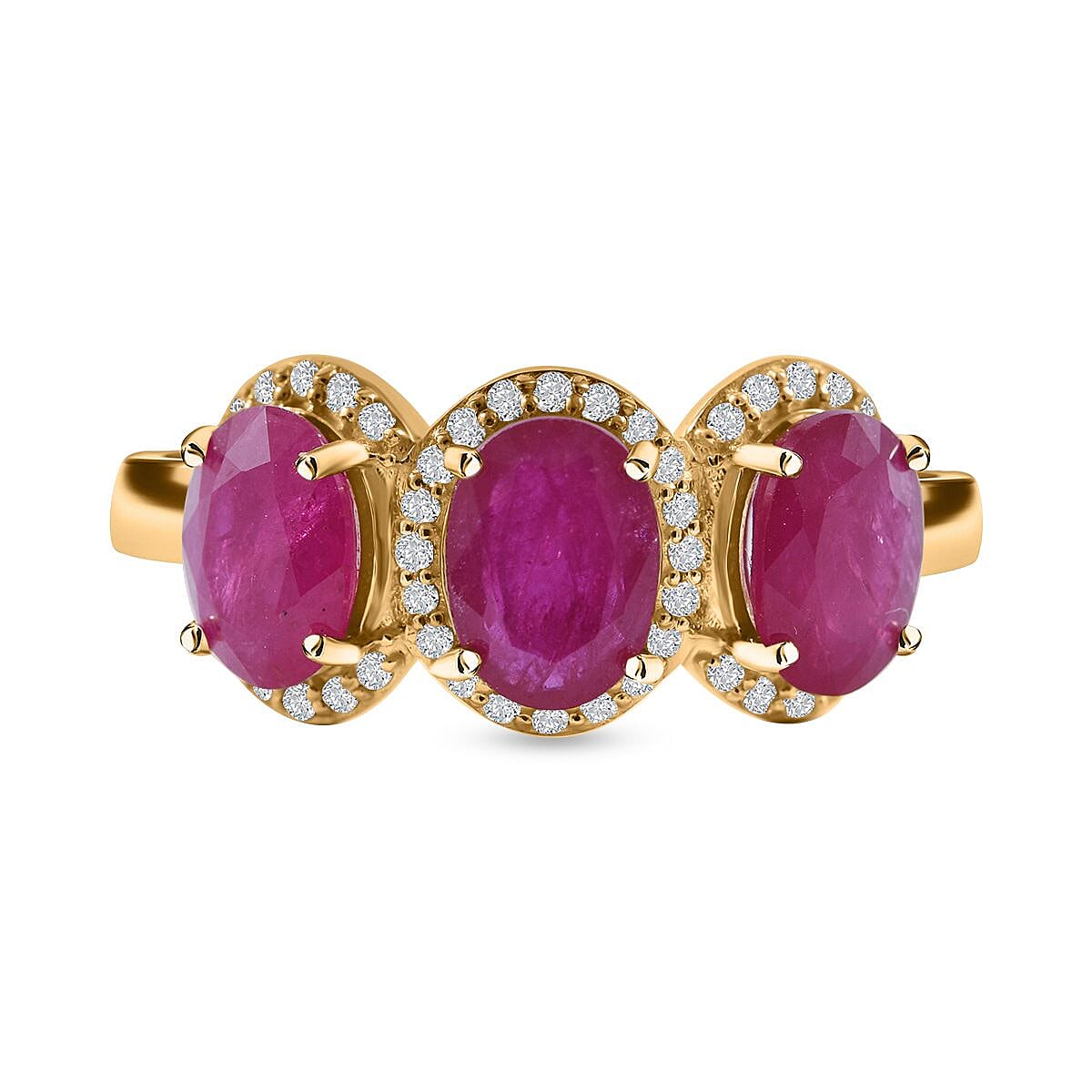 AAAA Montepuez Gemfields Montepuez Ruby and Diamond Halo Ring in 14K Yellow Gold 7752604 0