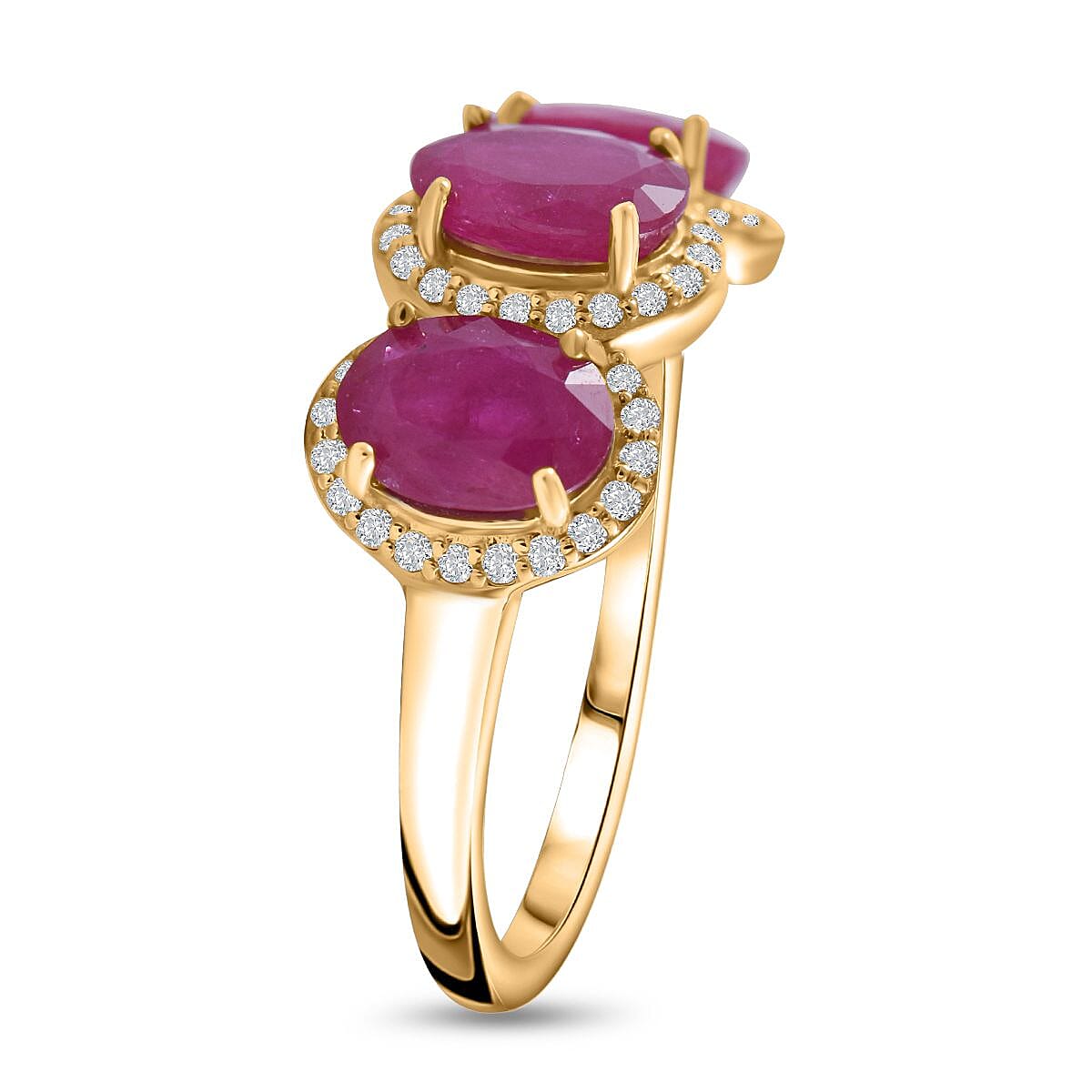 AAAA Montepuez Gemfields Montepuez Ruby and Diamond Halo Ring in 14K Yellow Gold 7752604 2