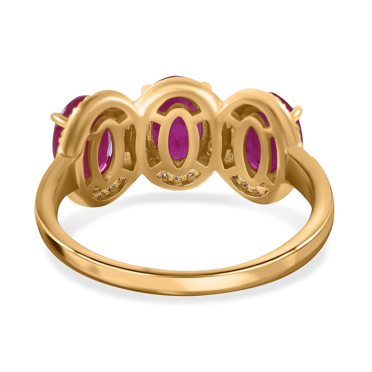 AAAA Montepuez Gemfields Montepuez Ruby and Diamond Halo Ring in 14K Yellow Gold 7752604 3