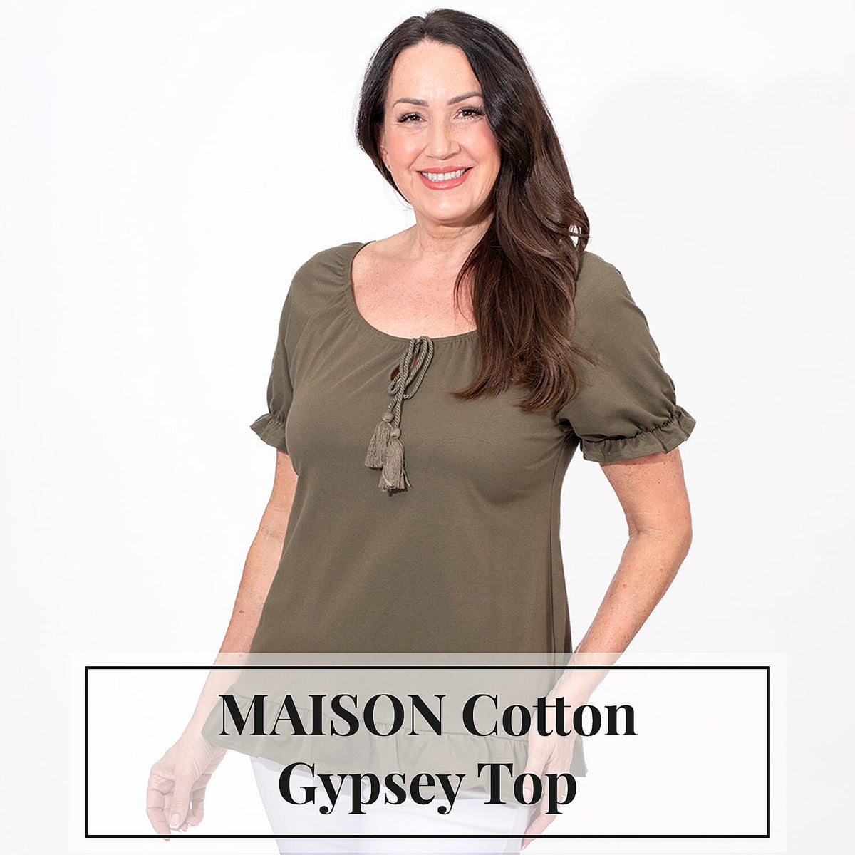 MAISON Cotton Gypsey Top - Khaki V32565970 1