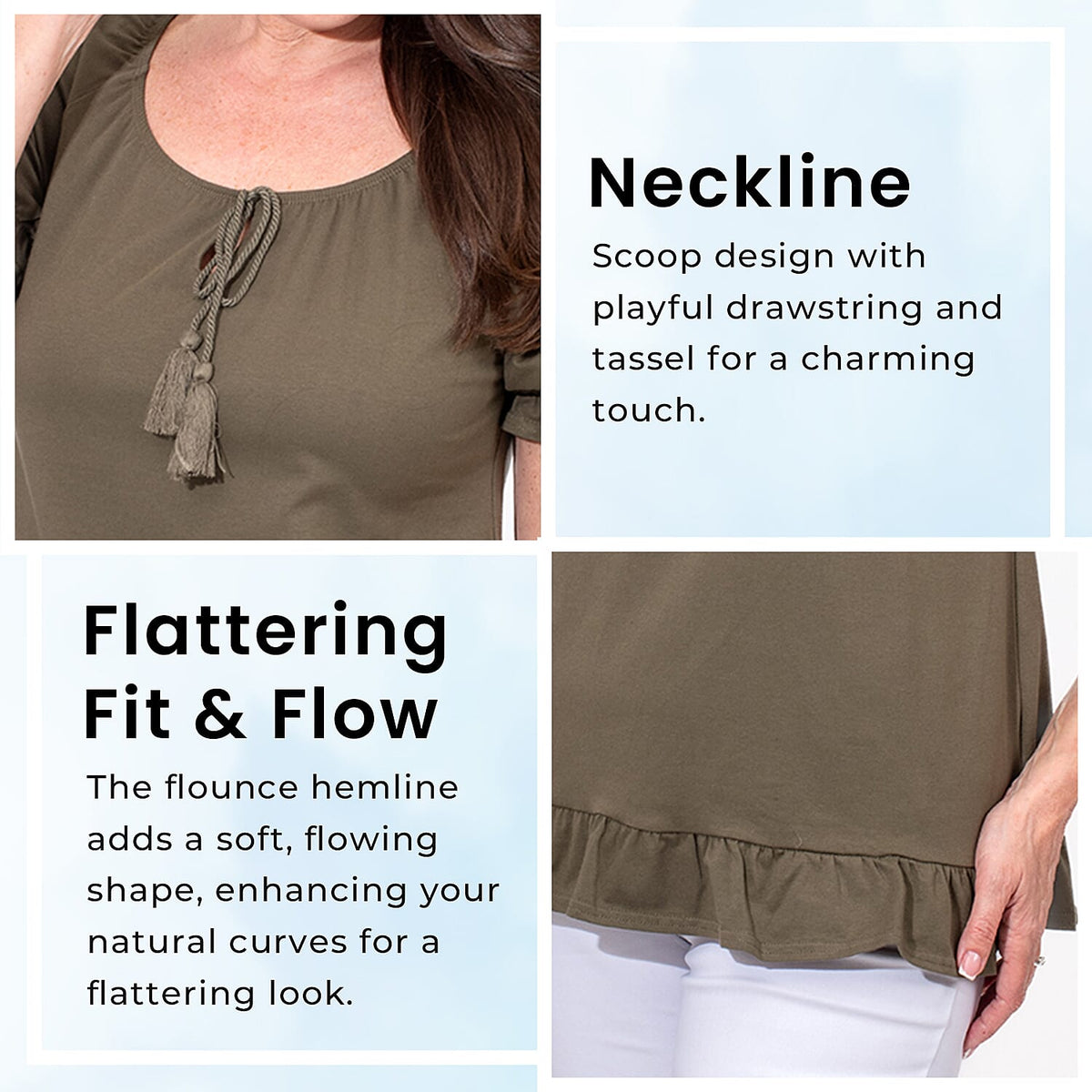 MAISON Cotton Gypsey Top - Khaki V32565970 2