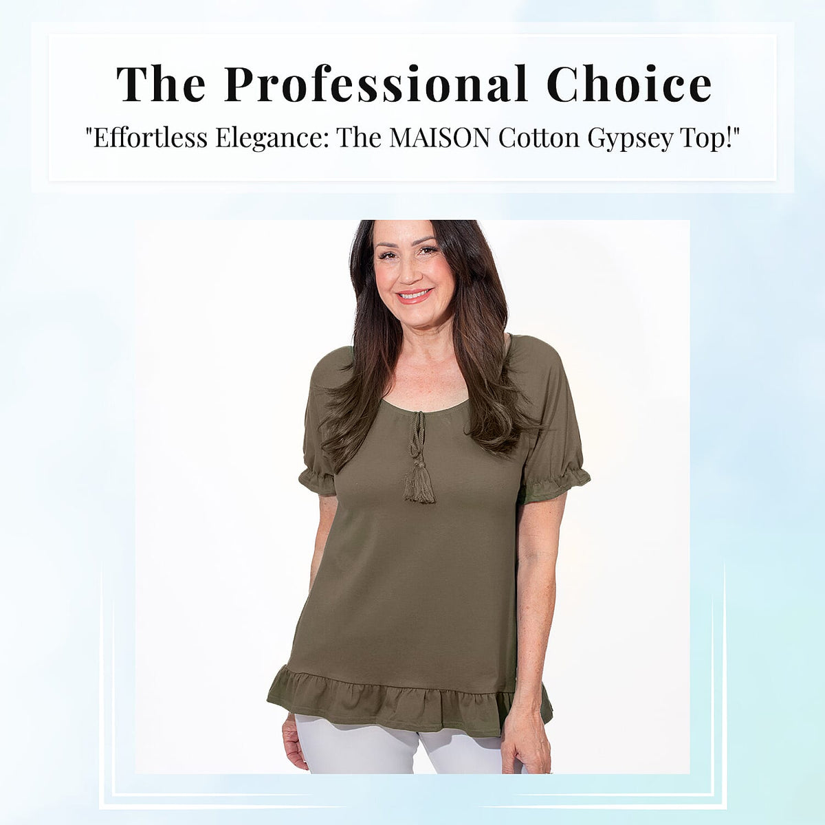 MAISON Cotton Gypsey Top - Khaki V32565970 5