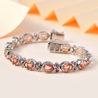 Morganite Colour Quartz & Lotus Garnet Bracelet (Size 7.5) GB Lock Box in Platinum Overlay Sterling Silver 23.26 Ct, Silver Wt 21.14 Gms._7756368_1
