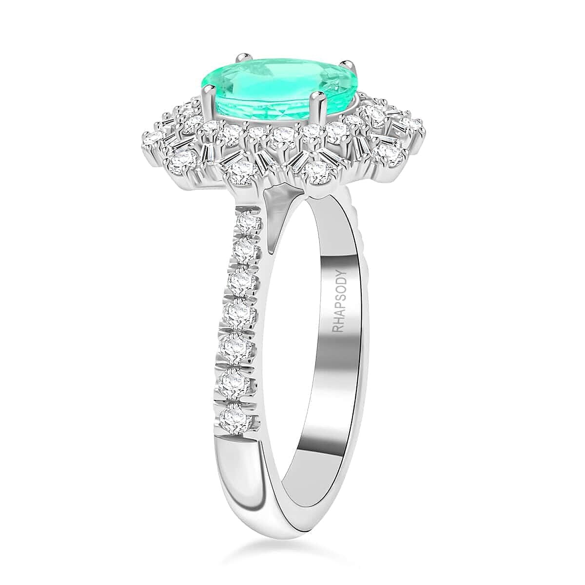 Chairman Vault Collection - Certified and Appraised RHAPSODY 950 Platinum AAAA Paraiba Tourmaline and Diamond E-F VS Floral Ring 2.70 Ct 7756444 4