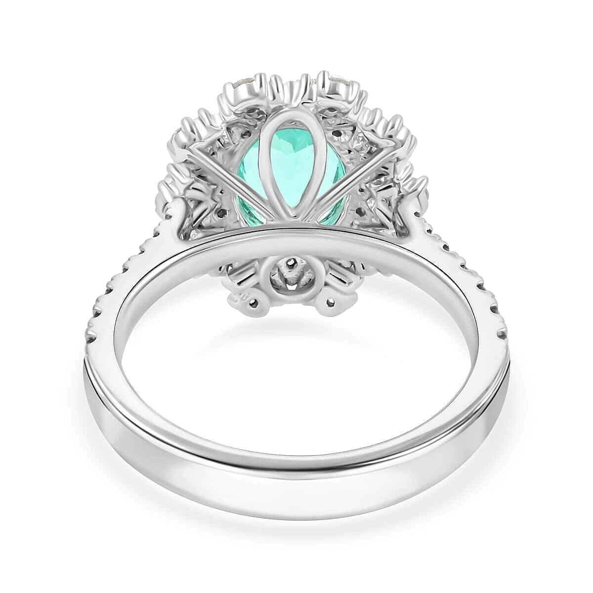 Chairman Vault Collection - Certified and Appraised RHAPSODY 950 Platinum AAAA Paraiba Tourmaline and Diamond E-F VS Floral Ring 2.70 Ct 7756444 5