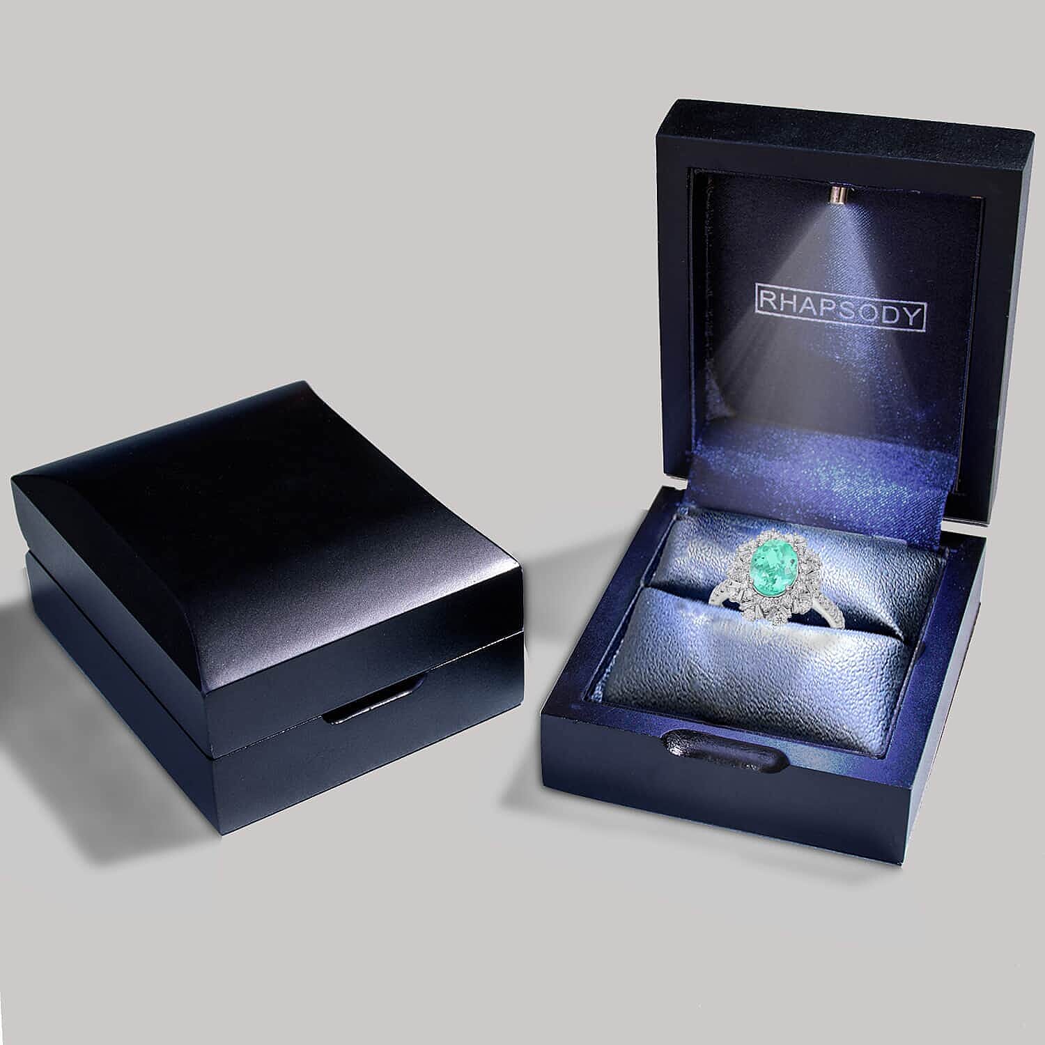 Chairman Vault Collection - Certified and Appraised RHAPSODY 950 Platinum AAAA Paraiba Tourmaline and Diamond E-F VS Floral Ring 2.70 Ct 7756444 8