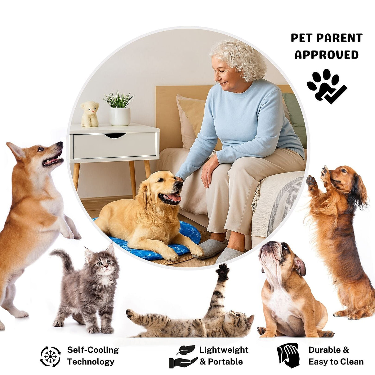 Water Ripple Cooling Pet Bed and Mat 7756972 4