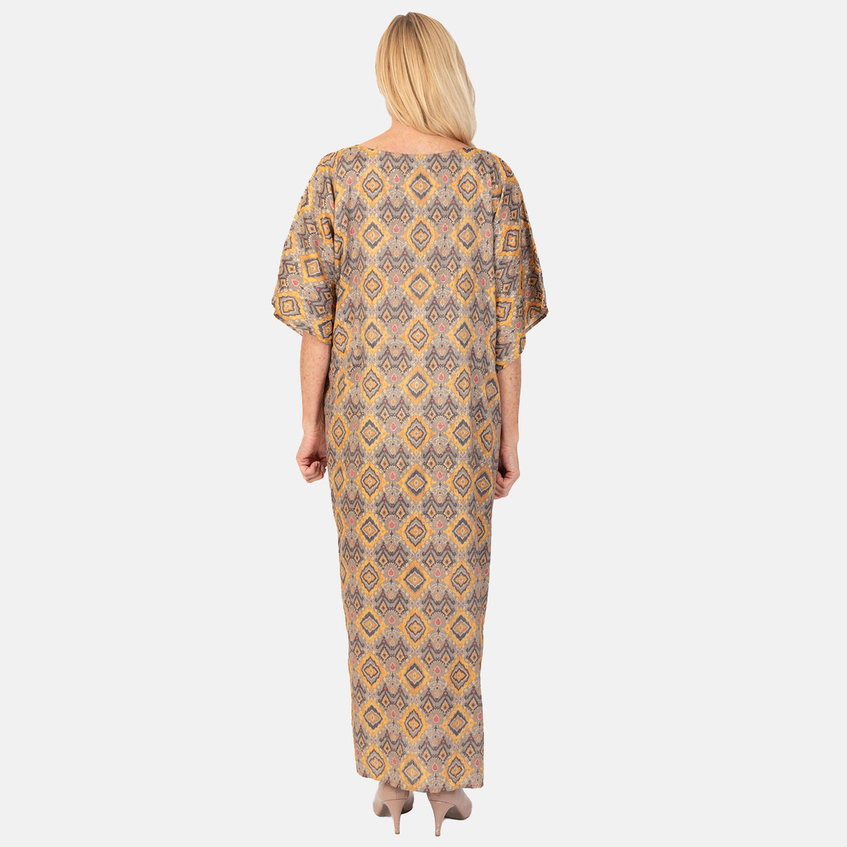 Bohemian Ikat Print Kaftan Dress - Yellow 7758766 2