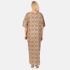 Bohemian Ikat Print Kaftan Dress - Yellow_7758766_2
