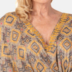 Bohemian Ikat Print Kaftan Dress - Yellow_7758766_3