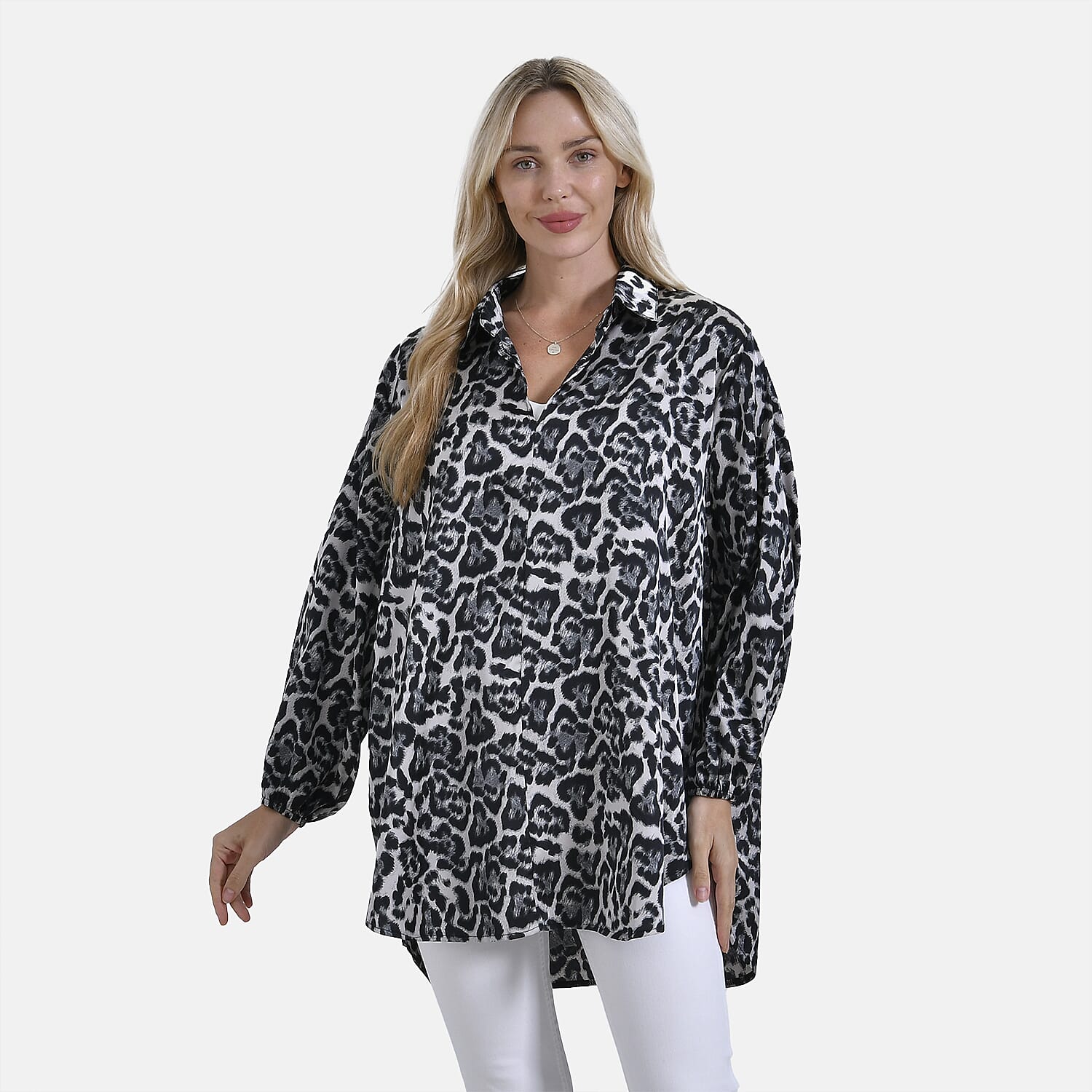 La Marey Elegant Long Sleeve V-Neck Shirt  (Size - L/XL) - Black V32514837 0