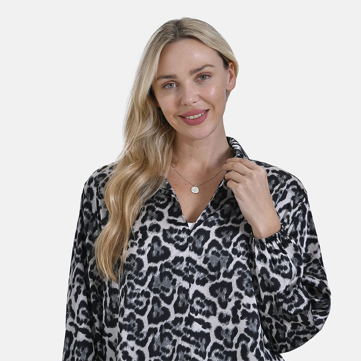 La Marey Elegant Long Sleeve V-Neck Shirt  (Size - L/XL) - Black V32514837 5