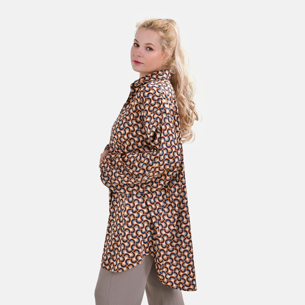 LA MAREY Geometric Print Oversized Button-Up Shirt (Size L to XL 16-22)_7758936_2