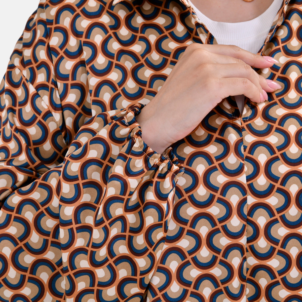 LA MAREY Geometric Printed Oversized Button-Up Shirt 7758936 5