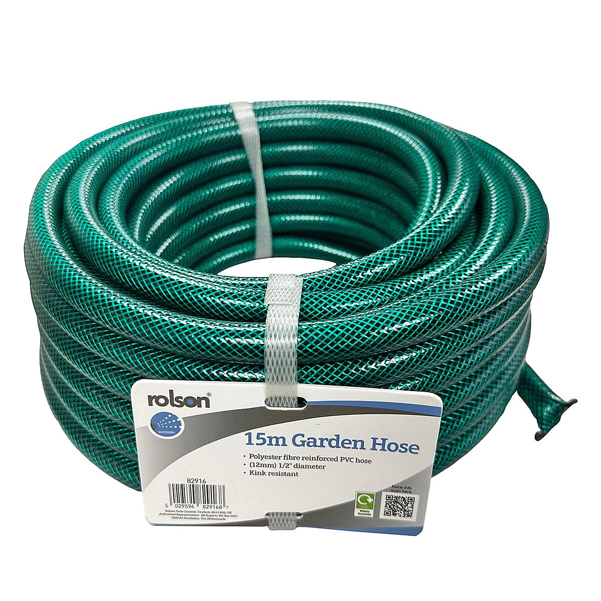 Rolson Garden Water Hose Pipe â€“ 15m Polyester Fibre Reinforced PVC Hose 7761163 0