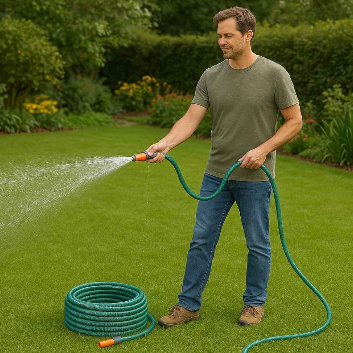 Rolson Garden Water Hose Pipe â€“ 15m Polyester Fibre Reinforced PVC Hose 7761163 1