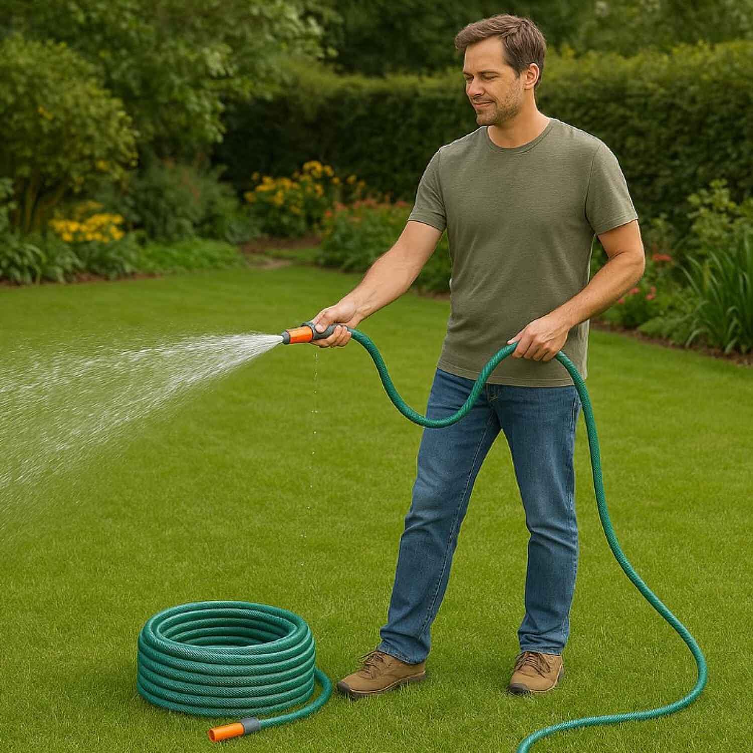 Rolson Garden Water Hose Pipe â€“ 15m Polyester Fibre Reinforced PVC Hose 7761163 1