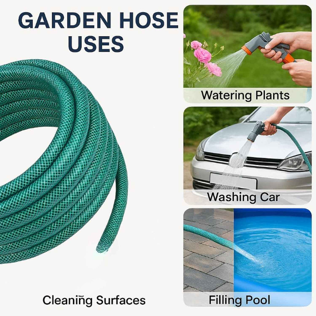 Rolson Garden Water Hose Pipe â€“ 15m Polyester Fibre Reinforced PVC Hose 7761163 2