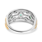 D'Joy - Premium Emerald & Moissanite Bubble Multi Row Ring in 18K Vermeil Yellow Gold Plated & Platinum Overlay Sterling Silver_7761251_4