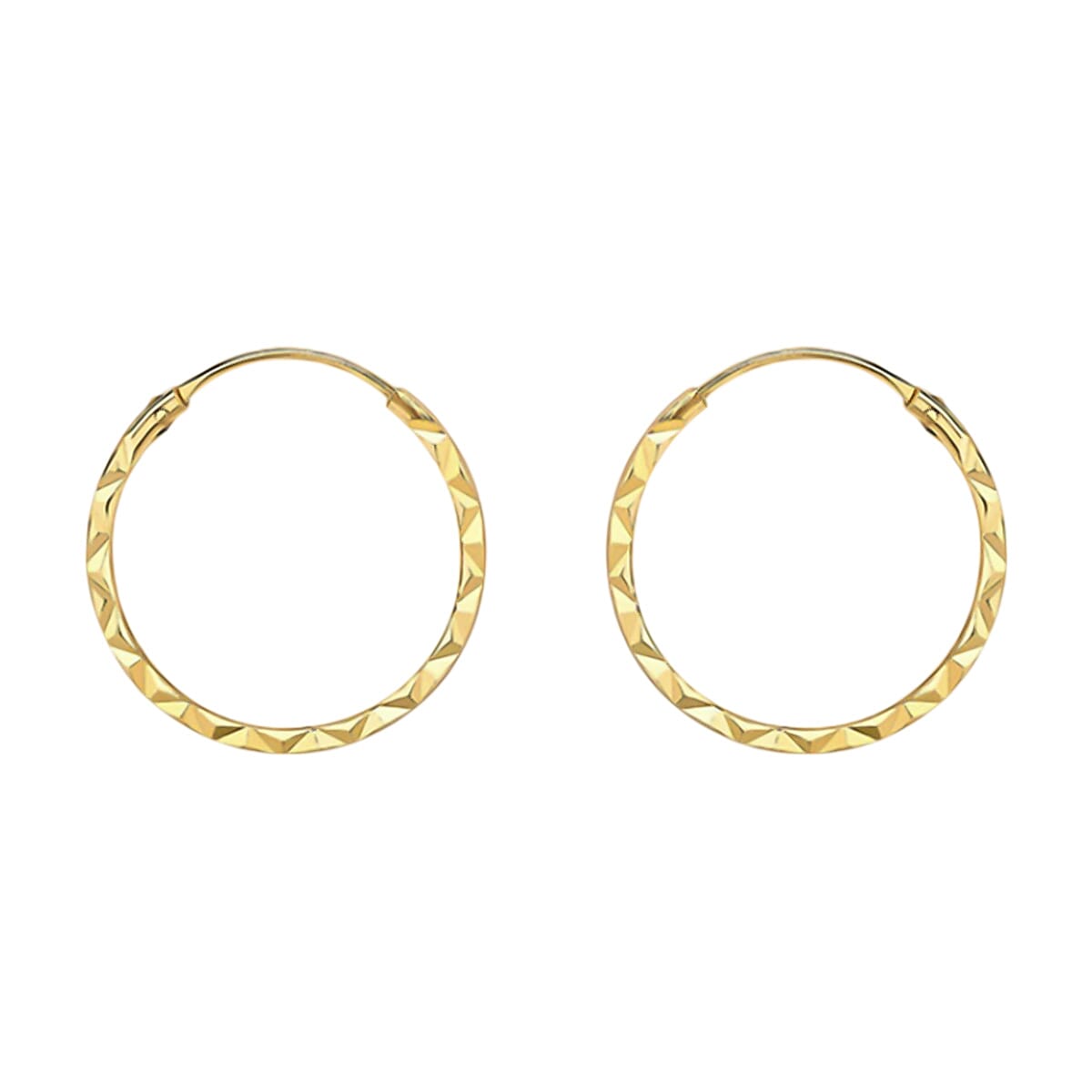 9K Yellow Gold Diamond Cut Hoop Earrings 7761426 0
