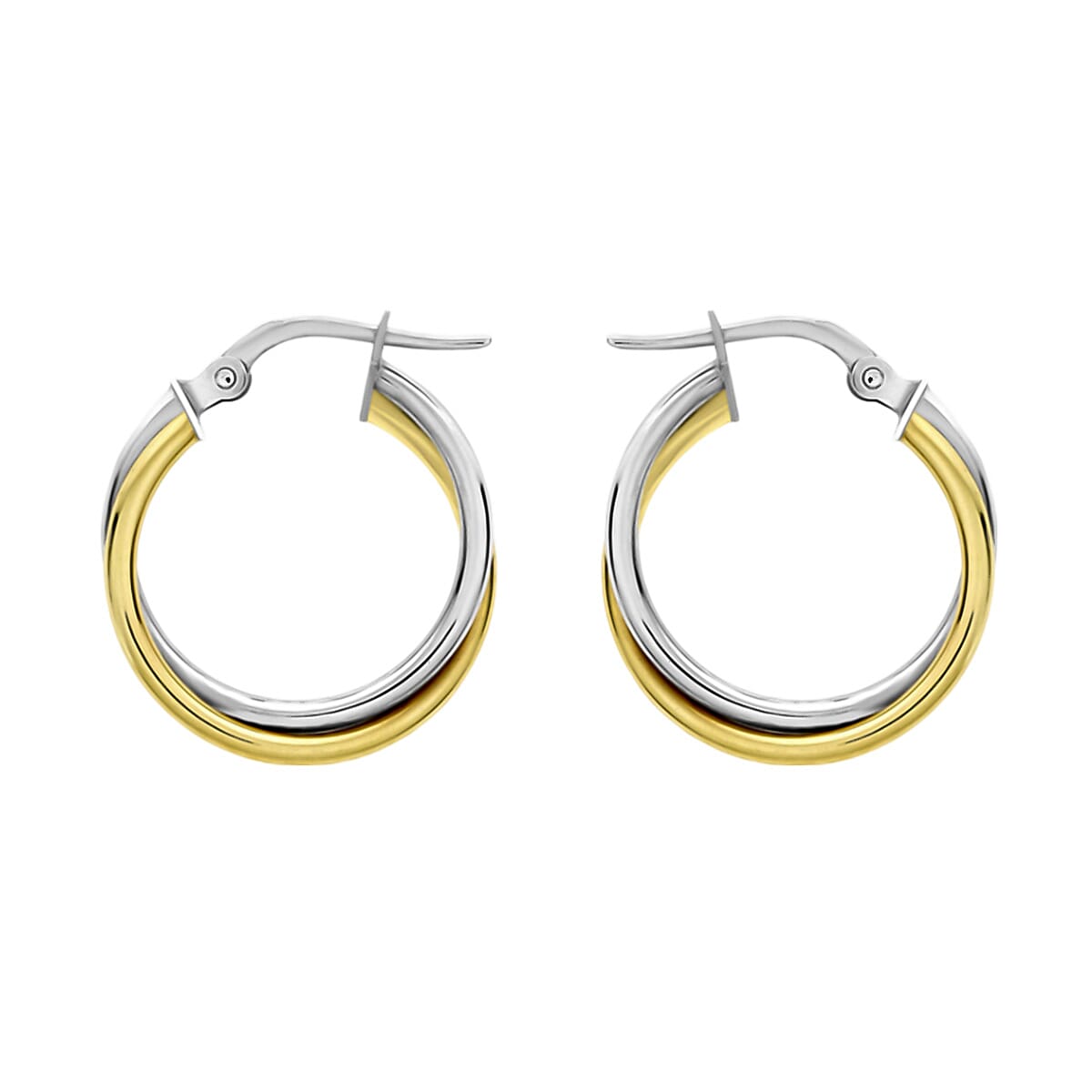 Hatton Garden Closeout - 9K Yellow &amp; White Gold Crossover Creole Hoop Earrings 7761432 0