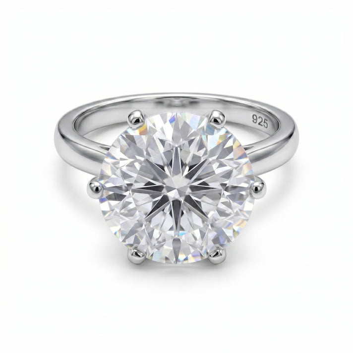 Moissanite Solitaire Ring in Platinum Overlay Sterling Silver 7761583 1