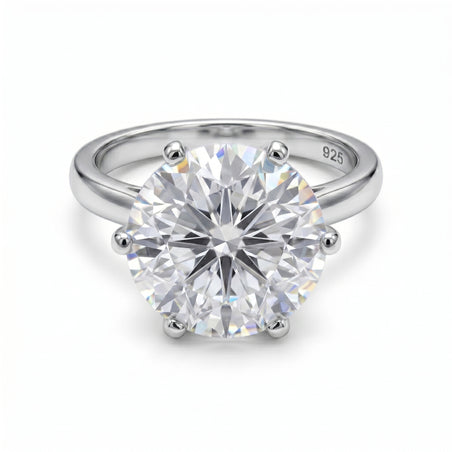 Moissanite Solitaire Ring in Platinum Overlay Sterling Silver 7761586 2