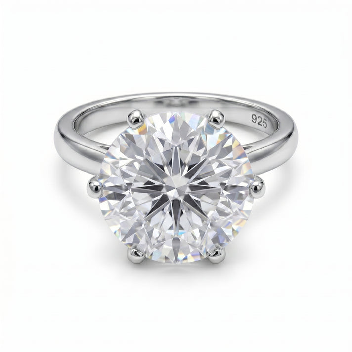 Moissanite Solitaire Ring in Platinum Overlay Sterling Silver 7761586 2