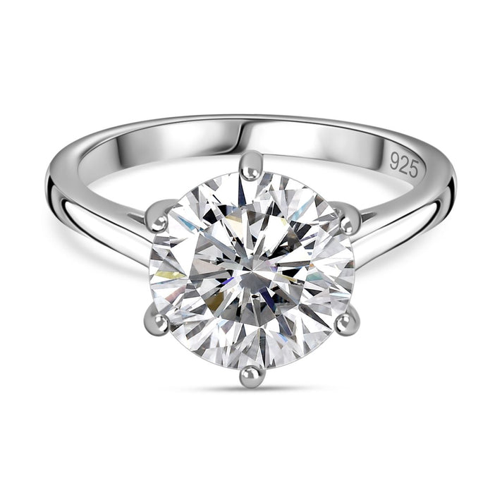 Moissanite Solitaire Ring in Sterling Silver with Platinum Overlay 7761689 1